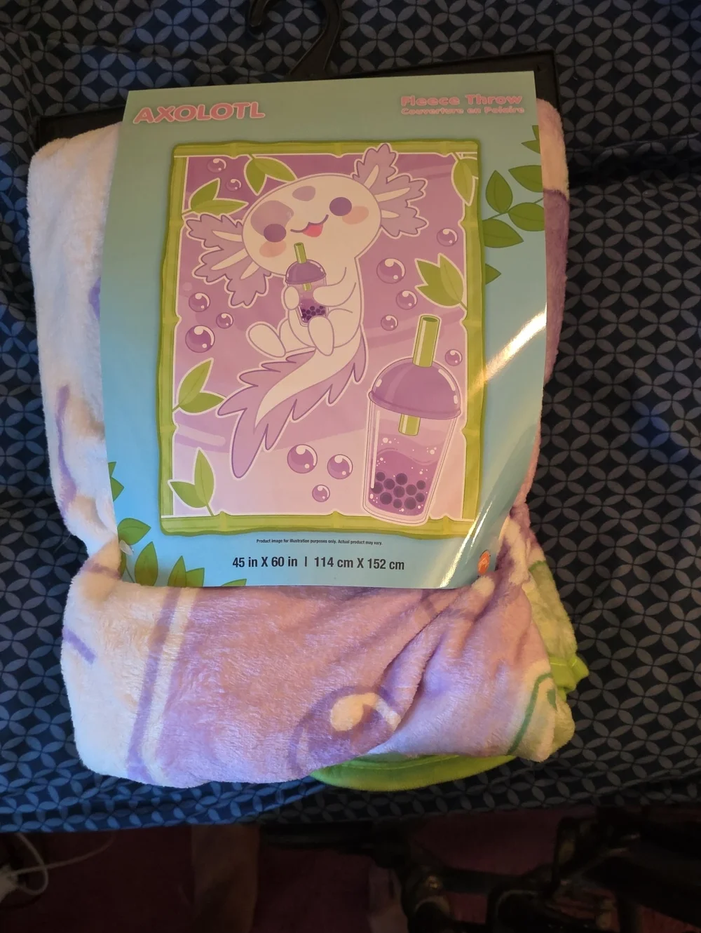 Throw Blanket - From BOXLUNCH Purple, White, Green AXOLOTL Design